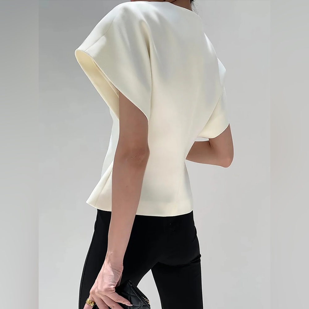 261 Trendy V-Neck Button Down Blouse - Picture 5 of 6